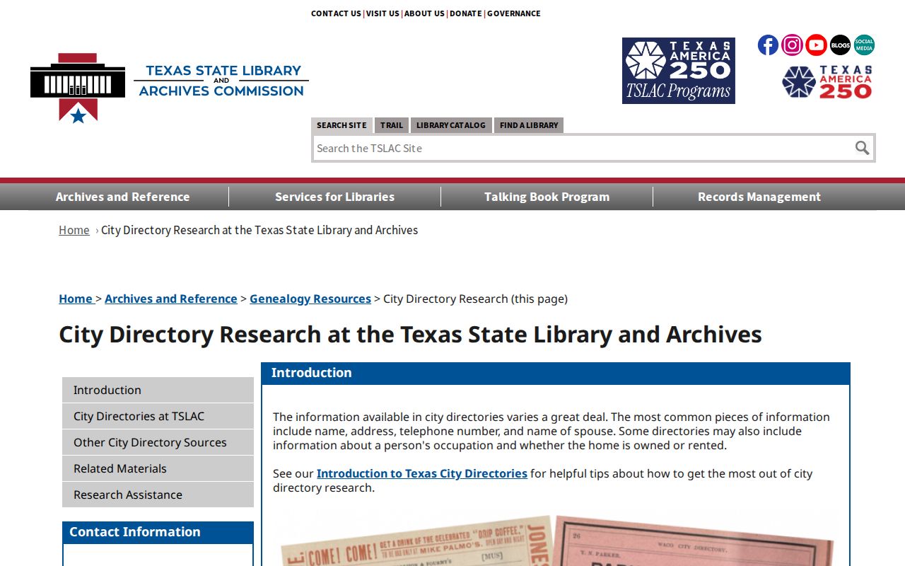 Seguin city directory research guidance from the Texas State Library and Archives Commission