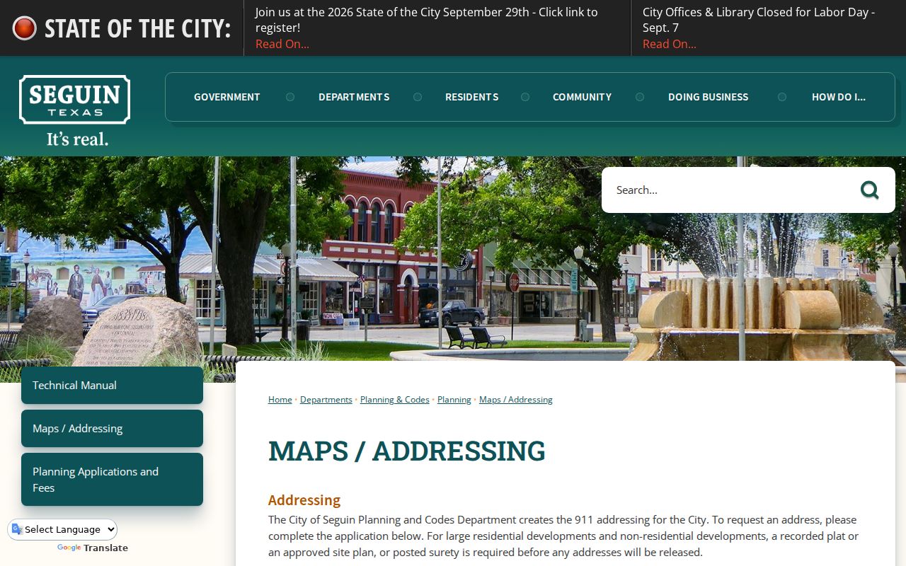 Seguin street directory Maps and Addressing GIS resources